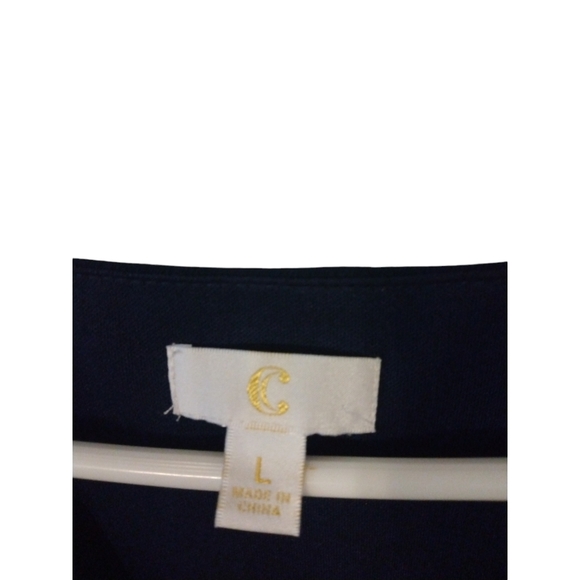 Charming Charlie Embroidered Bell Slve. Dress Navy w. White Florals Romantic L - Picture 3 of 9